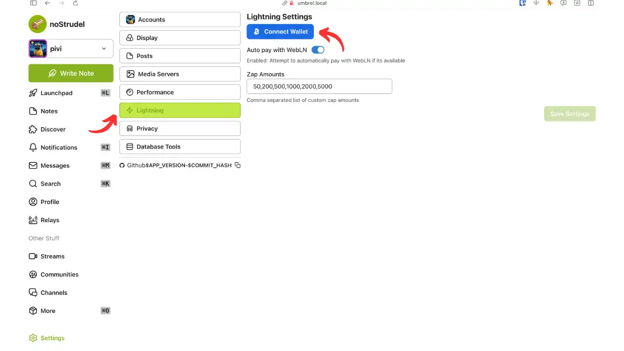 Configuration de NWC dans noStrudel - Étape 2